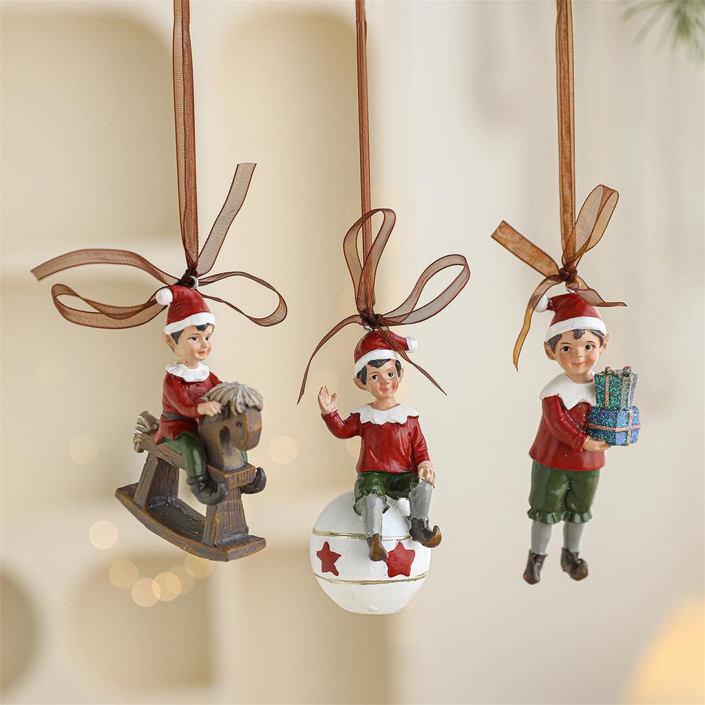 Christmas Decor Pendant Vintage Oil Painting Resin Pendant Lovely Bear Bell Tree Pegasus Shaped Hanging Thanksgiving Day Gifts
