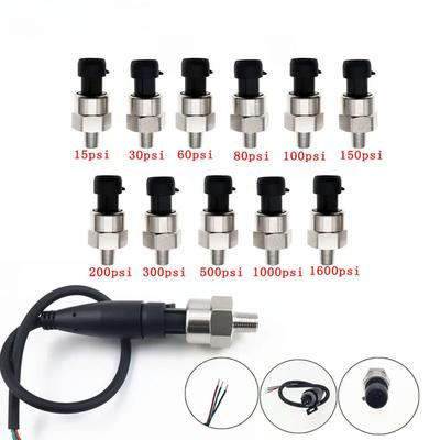 DC 5V 1/8NPT Pressure Transducer Transmitter Sensor Stainless Steel Oil Air Water 15/30/60/80/100/150/200/300/500/1000/1600Psi