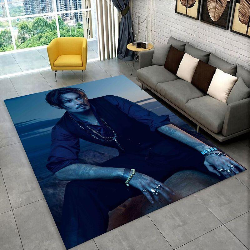 Fashion Johnny Depp Star Carpet Rug for Playroom Bedroom Living Room Sofa Home Decor,kid Game Area Rug Non-slip Floor Mat gift