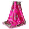 Women's Silk Large Square Scarf with Leopard and Chain Design for Spring and Autumn