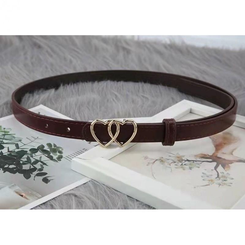 

Корейский Современный Пояс с Пряжкой в Форме Сердца для Женщин Модный Идеально Подходит для Школы и Ежедневной Носки Burgundy 1.8CM