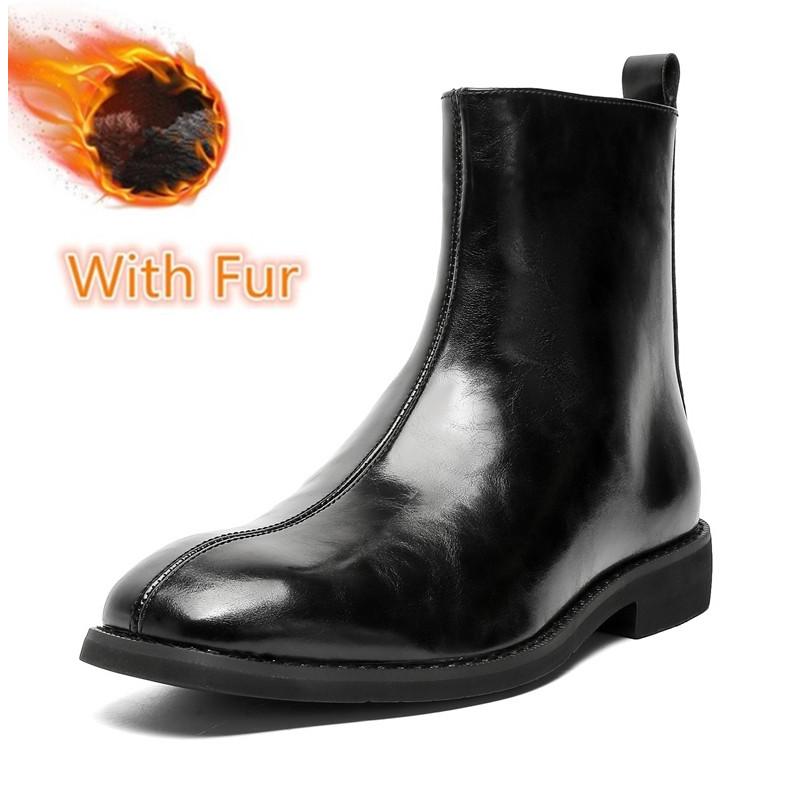 

Mens Slip on Low Top Shoes Men s Ankle Boots Side Zipper Male Walking Boots 2024 New Arrival Men Winter Plush Snow Boots 44