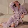 Camisolas sensuais e grossas femininas, gola virada, decote em V profundo, plush, pijamas, pornô, amarrar, roupa de estar, robe externo confortável