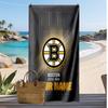 Boston Bruins Custom Beach Towel, Print Your Name Text Lightweight Absorbent Towel for Swimming Travel