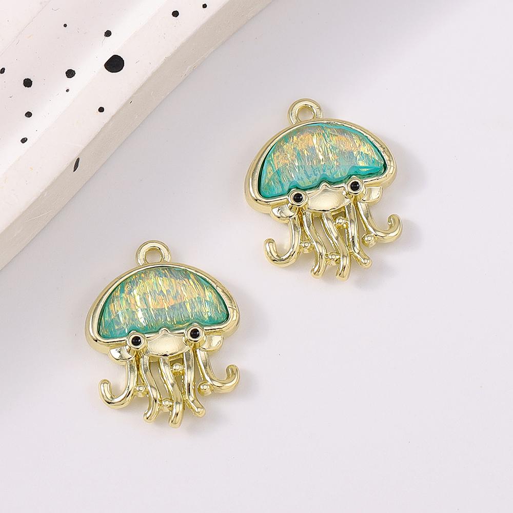 5pcs Cute Crystal Jellyfish Pendant Charms for Jewelry Making Necklace Earrings Bracelet DIY Handmade Accessories