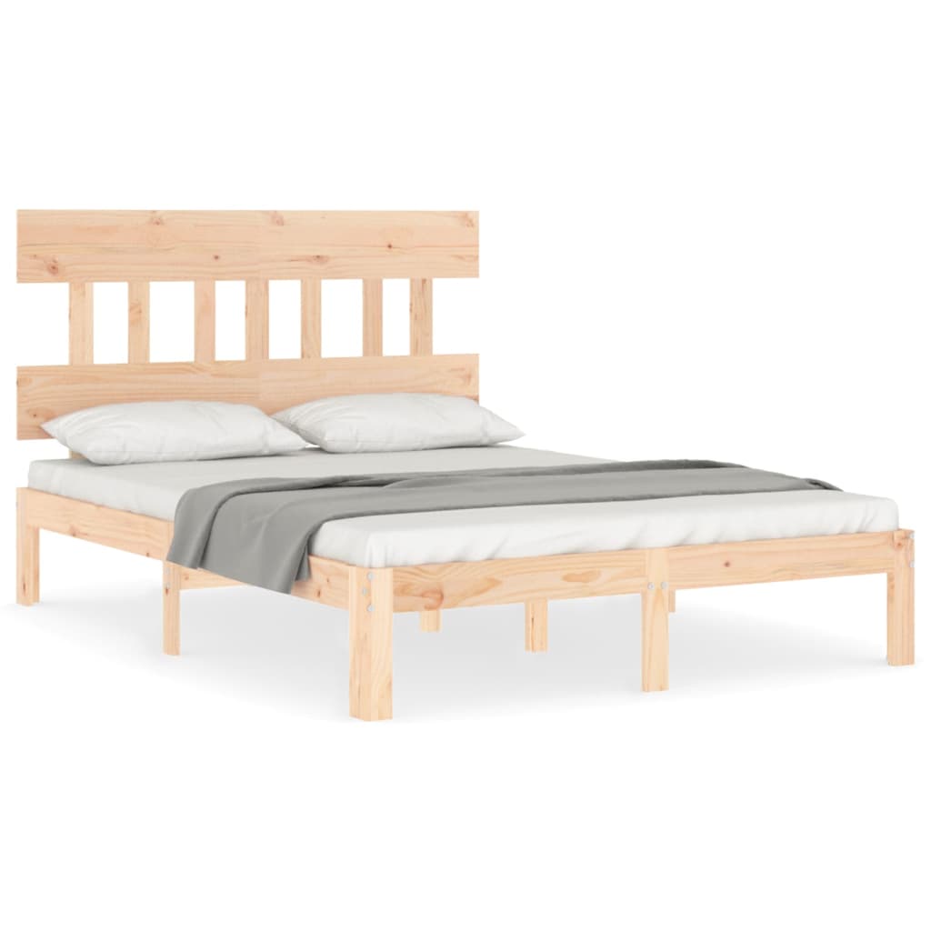 Vidaxl Bed Frame Without Mattress, 140X190 Cm, Solid Pine Wood