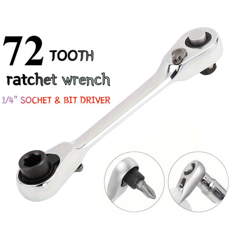 2 Pieces 72 Teeth Mini Ratchet Wrench Toughbuilt Swivel Socket Wrench Spanner for 1/4 "Drive Sleeve Automotive Mini Repair Tools
