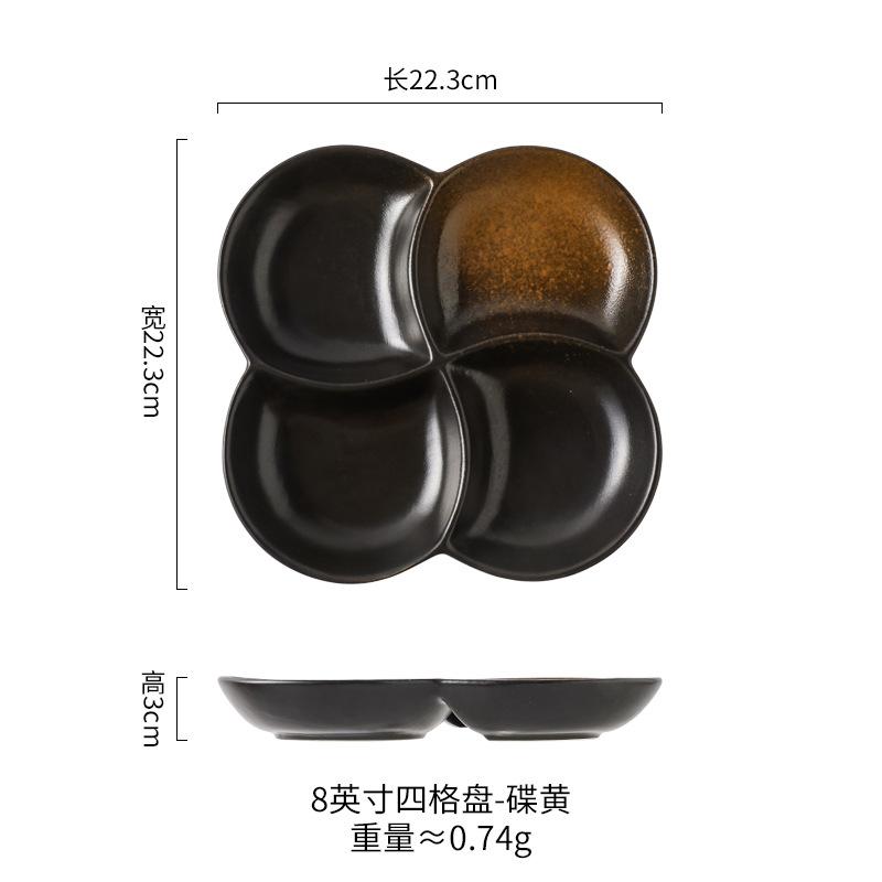 4Compartment Ceramic Divided Plate Portion Control Diet Tray Multi Grid Fruit Breakfast Dish Household Tableware Serving Platter
