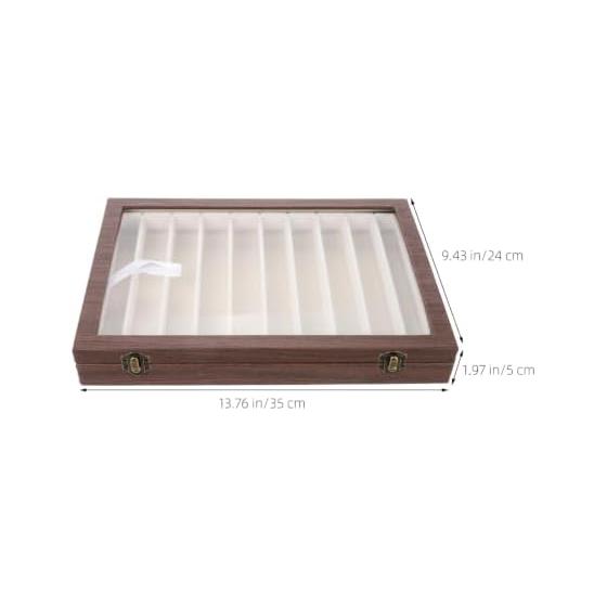 Beaupretty 10-Grid Ancient Style Wooden Hairpin Storage Case Multifunctional Jewelry Box