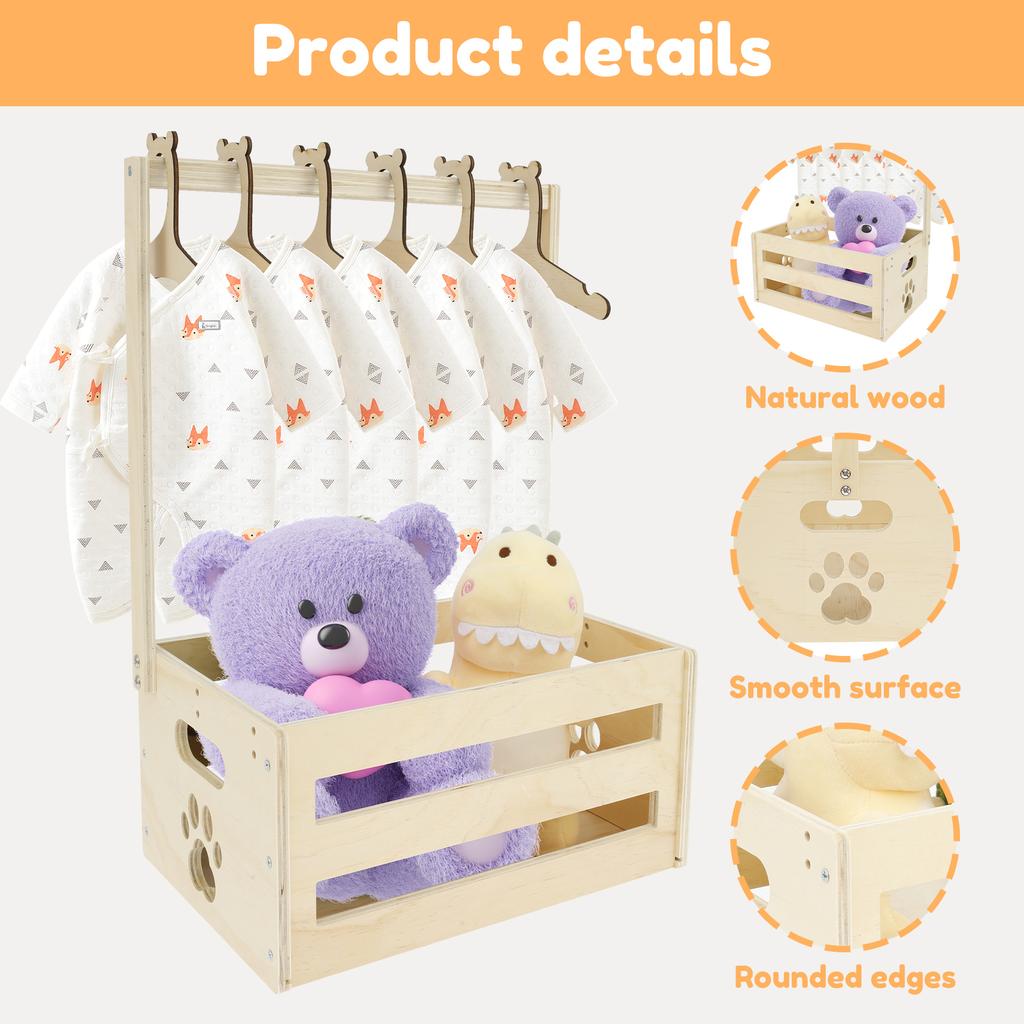 Wooden Baby Shower Crate Closet Sturdy DIY Baby Storage Crate Hamper Basket for New Parent Baby Shower Gift Crate with Handle