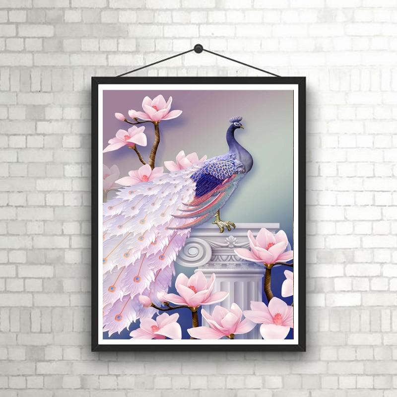 5d Diy Peacock Diamond Painting Full Round Drill Mosaic Diamont Embroidery Animal Cross Stitch Home Decor Christmas Gift