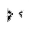 Asymmetrical Black Butterfly Stud Earrings - S925 Sterling Silver, High-Grade Design, Cool Style Jewelry.