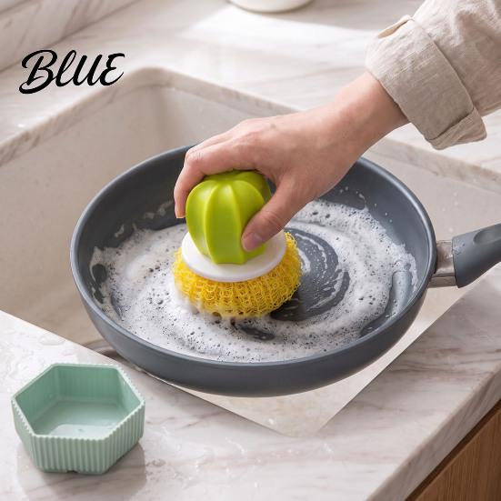 Practical Housewarming Gifts Cactus Dish Brush with Base Flexible Non Scratch Nano Scrubber Effective Material Oil Stain Remove Scrub for