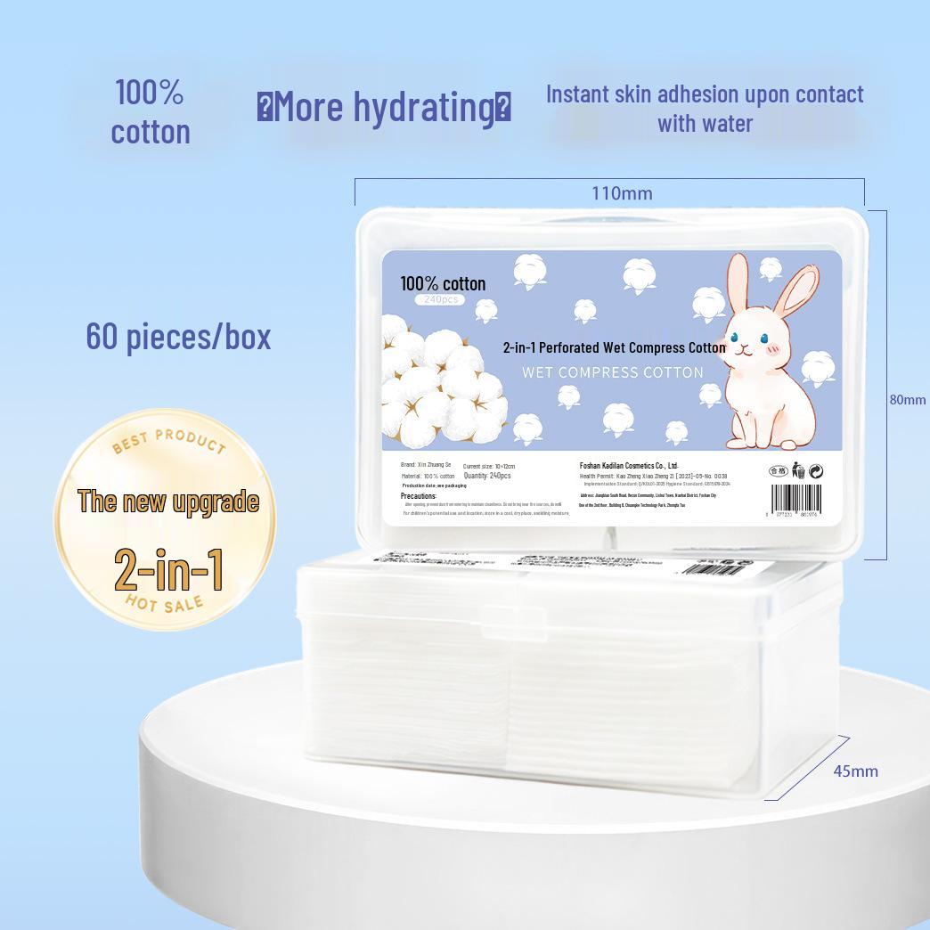 

Stretchable 100% Cotton Moisturizing Makeup Pads - Hydrating Two-in-One Wet Compress Towels