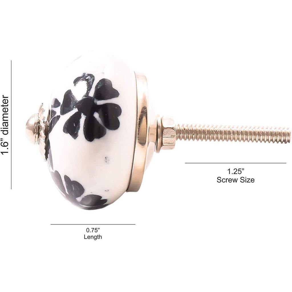 Ceramic Knobs Assorted Pottery Drawer,Door Knobs and Pulls Handle for Kitchen Cabinets Home Interior Decor Knobs (Black and White, Pack of 15)
