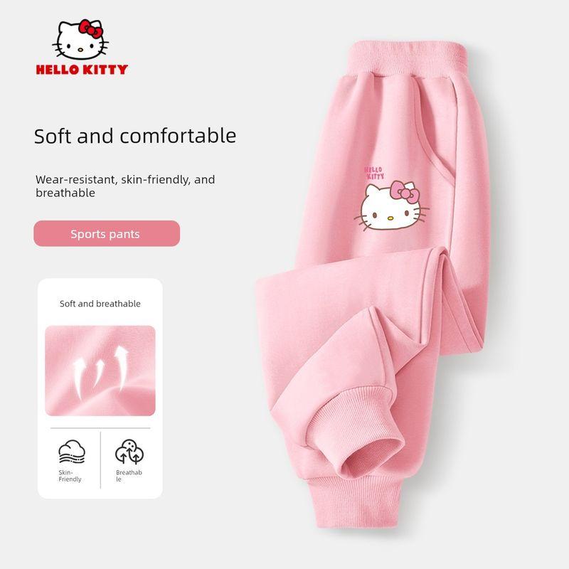 Hello Kitty Girls' Pants Spring and Autumn Thin Purple Stylish Casual Pants Children's Spring Sports Sweatpants Trendy