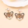 Simple and personalized full diamonds, Europe and the United States cartoon cute kitten earrings, women's dinner earrings