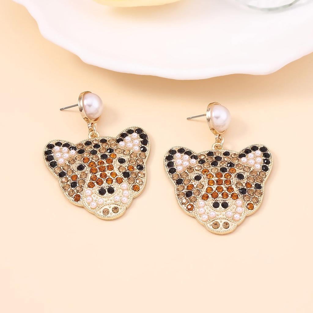 Simple and personalized full diamonds, Europe and the United States cartoon cute kitten earrings, women's dinner earrings