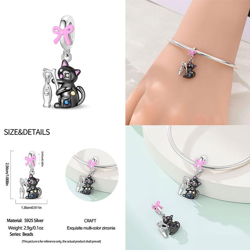 Original 100% Copper White Swan Beaded Cat Series Charms Fit Originalbracelet Diy Jewelry Making Women'S Gift