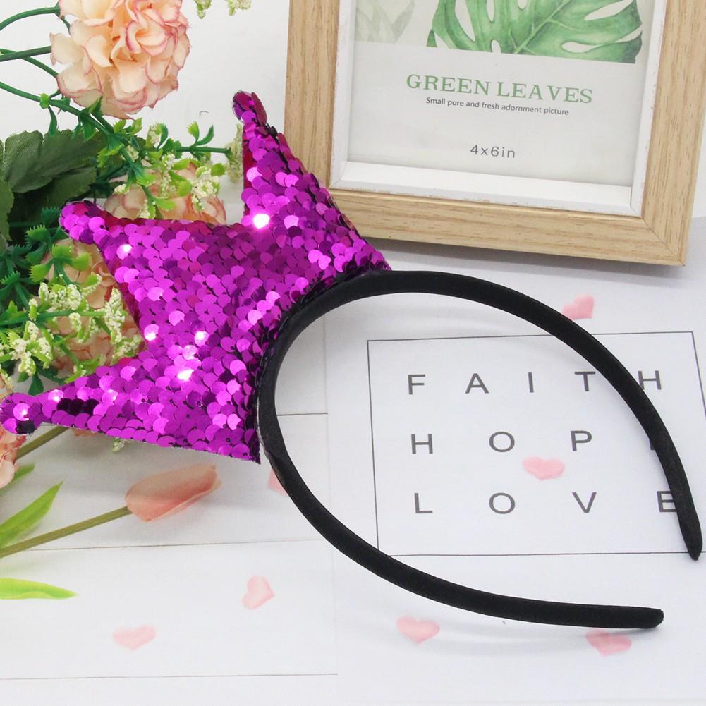 Crown Headband Sequins Hair Bands Women Girls Hair Accessories for Birthday Party Favors Hair Decoration Supplies