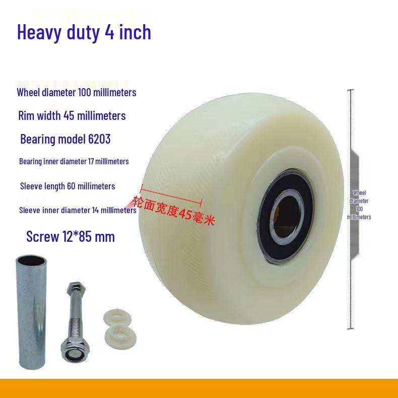 Heavy Duty Nylon Swivel Wheel Casters with Solid PP Disc - 4/5/6/8 inch Flat Plate for Hand Truck
