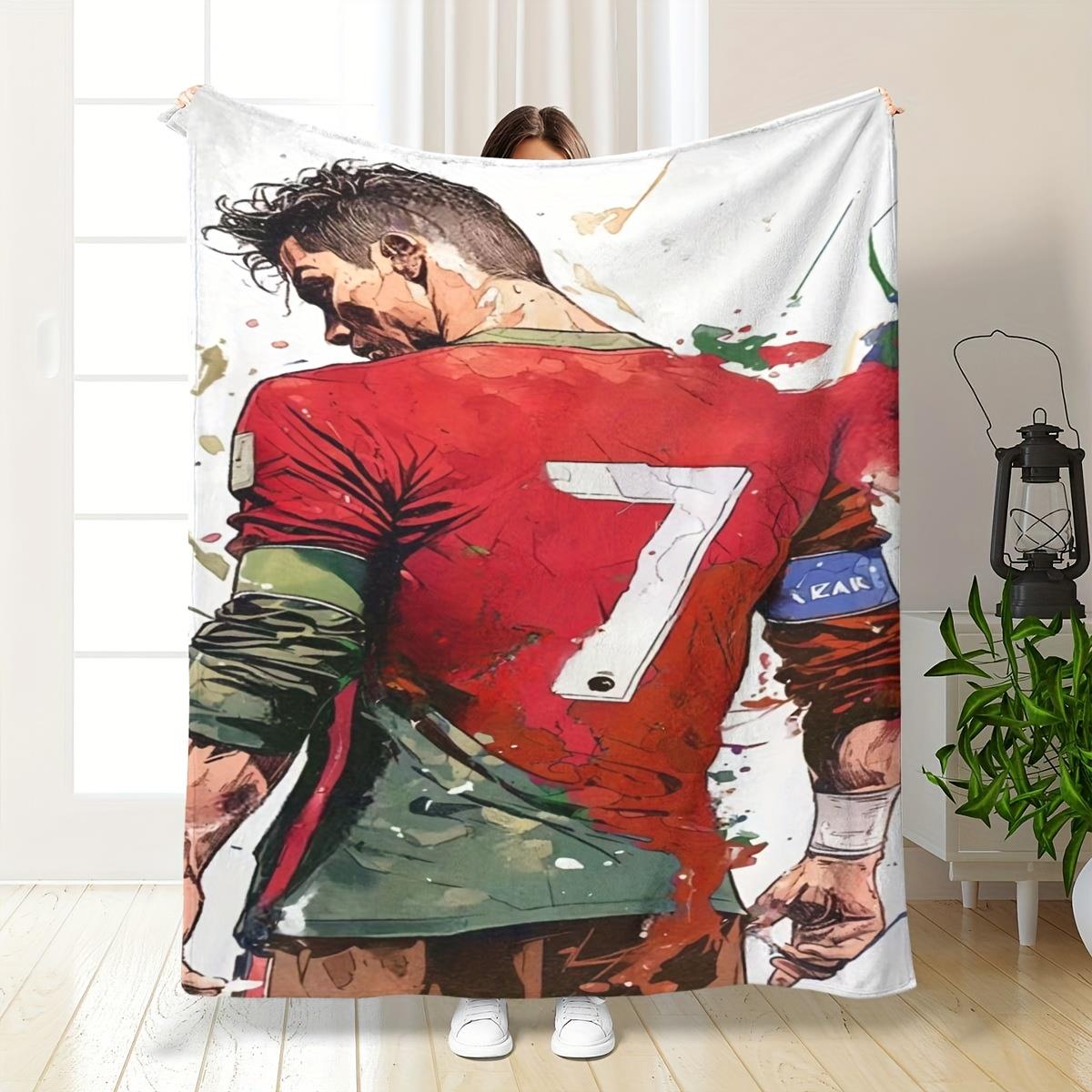 

Football star pattern Flannel printed blanket suitable for all seasons suitable for living room office sofa and travel 75x100cm (30x40inch)