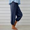 Spring Women Cotton Linen Pants High Waist Wide Leg Trousers Elastic Waist Loose Straight Solid Color Harajuku Female