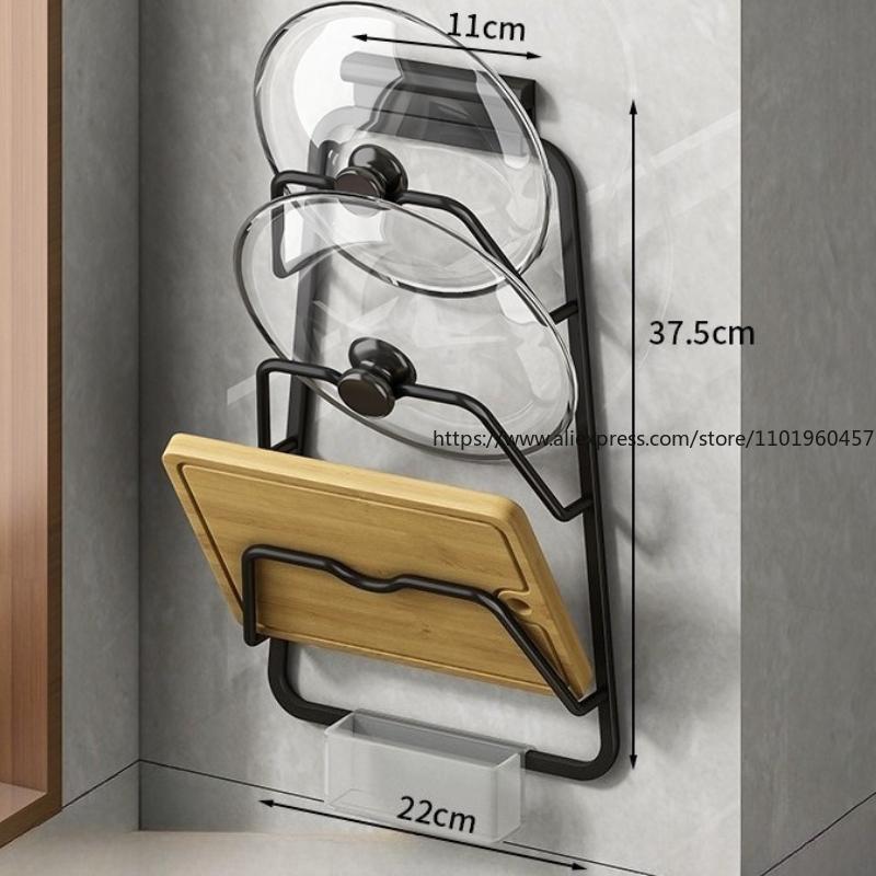 Kitchen Layered Storage Rack Space Aluminum Transparent Pot Lid Kitchen Shelf Size Pot Lid Universal Wall Hanging Pot Lid Rack