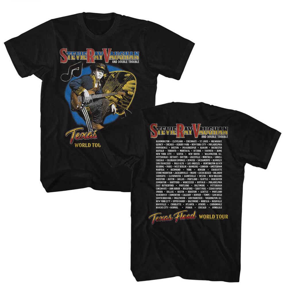 Stevie Ray Vaughan Double Trouble Texas Flood World Tour Locations Men T Shirt S