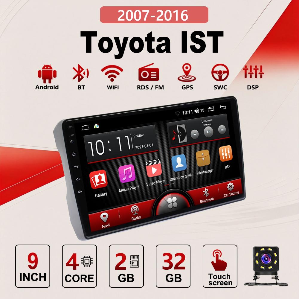 2Din Android Car-Play Car Radio,Toyota IST 2007 - 2016,Multimedia Player Head Unit Stereo GPS Navigation BT WIFI,2+32GB