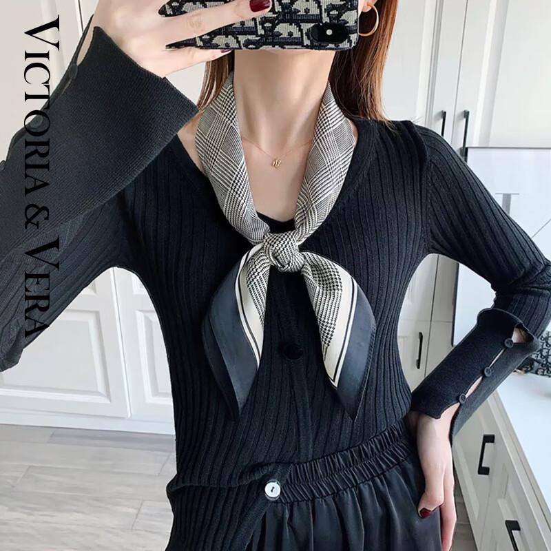 VICTORIA&VERA Minimalist Printed Mulberry Silk Scarf