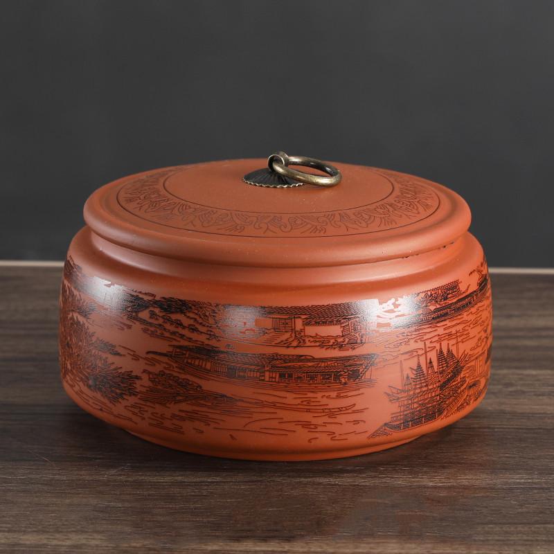 Retro fialový jílový čaj Caddy Domácí kuchyně s víkem Sklenice odolné proti vlhkosti Skladování cukrovinek Hrnec Butik Příslušenství na čajové nádobí Dózy na čaj