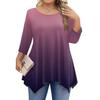 Dámská trička s 3/4 rukávem plus size, tunikové topy s kulatým výstřihem, základní volný střih, trička L-5XL