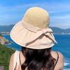Women's Big Brim Sunscreen Breathable Sun Visor Bucket Hat with Sweet Bowknot