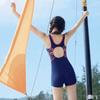 Sports Swimsuit Women's One-piece Boxer Belly Cover Slimming Swimming Pool Hot Large-size Racing Suit
