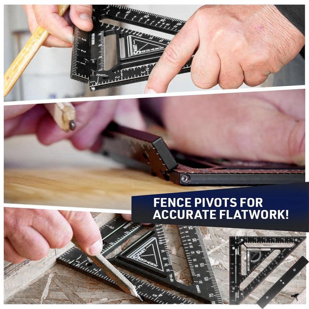 3pcs Black Carpenter Square Aluminium Alloy Framing Square Precise Triangle Ruler Flatwork