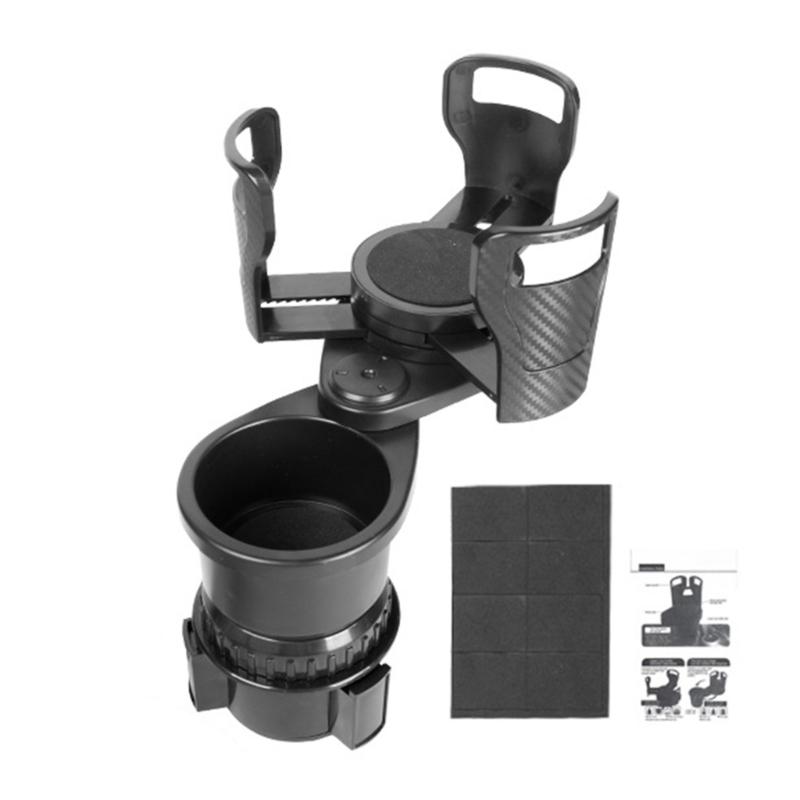 Car Multifunctional Cup Holder Stand Carbon Fiber Black Design With Rotating Base Fit Various Vehicle Models Long Drives