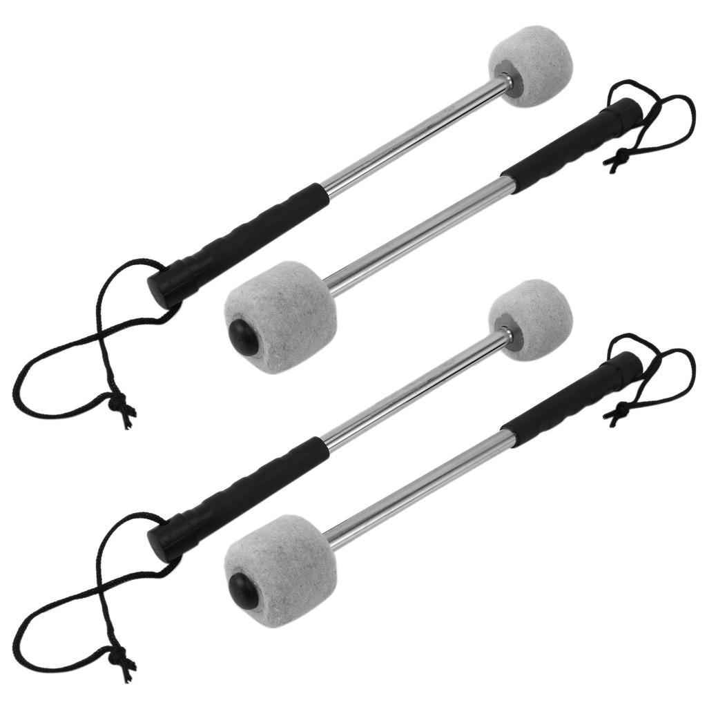 Classy-4Pcs Bass Drum Mallet Felt Head Percussion Mallets Timpani Sticks With Stainless Steel Handle,White
