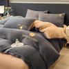 Coral Fleece Milk Velvet Winter Bedding Set: Thickened Embroidered Duvet Cover and Bed Sheet for Dorms.