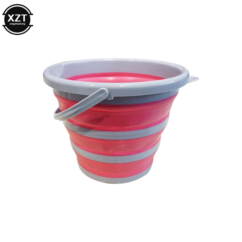 

10 л складное ведро портативное складное ведро крышка силиконовое ведро для мытья автомобиля дети на открытом воздухе рыбалка путешествия дома хранение НОВЫЙ красный