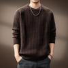 Men's High-End Waffle Knit Sweater: Autumn Winter Warm Casual Pullover