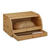 Relaxdays Boîte À Pain, Tiroir Couteau Caisse À Pain En Bambou Bois Couvercle HxlxP: 21 X 40,5 X 28 Cm, Nature