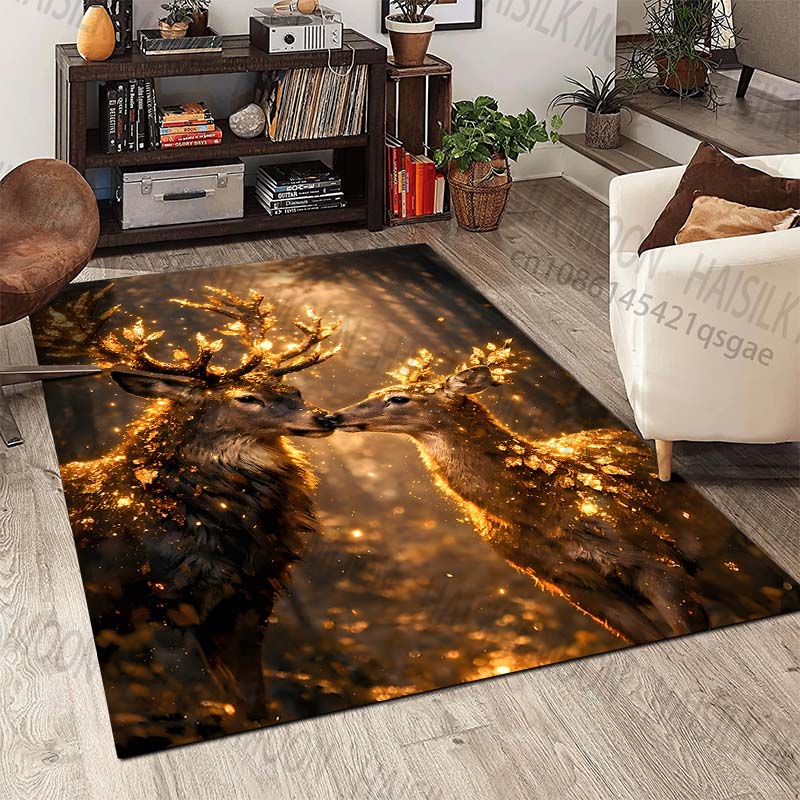 New Product Glowing Deer In Forest  Carpet for Living Room Bedroom Bedside Floor Mat Cloakroom Children Playing Mat Area Rug