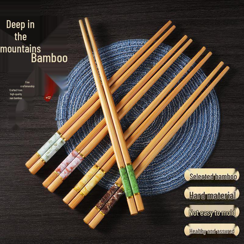 Double Pack Bamboo Chopsticks: High-End, Food Grade, Natural Nan for Family Meals