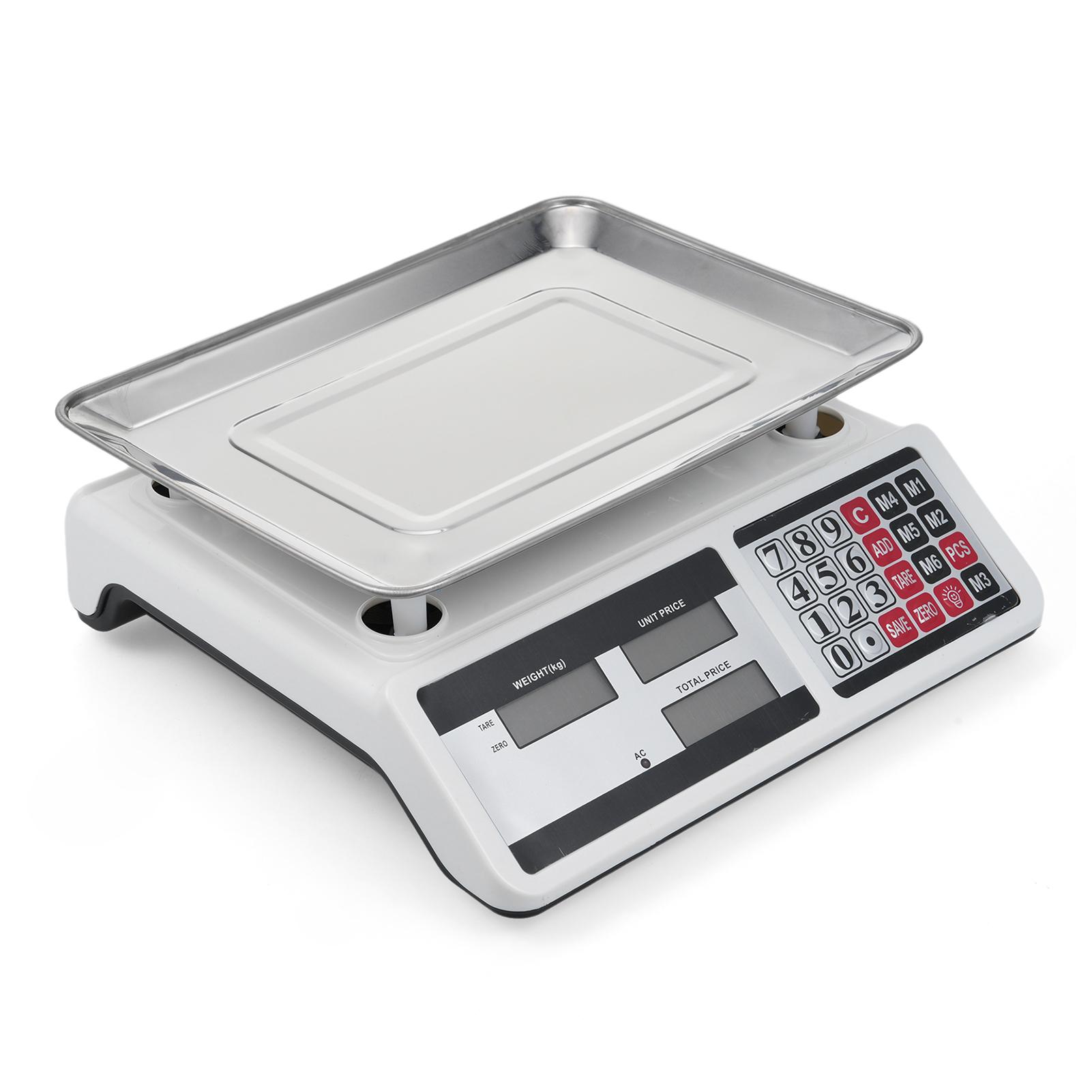 

0KG Digital Price Scale Electronic Price Computing Scale with Stainless Steel Large Platform Dual LCD Display Big Button білий