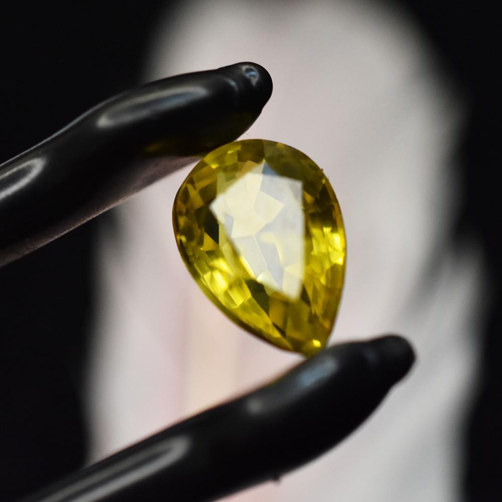 CERTIFIED 5.95 Ct Yellow Sapphire Flawless Pear Cut Natural Rare Loose Gemstone