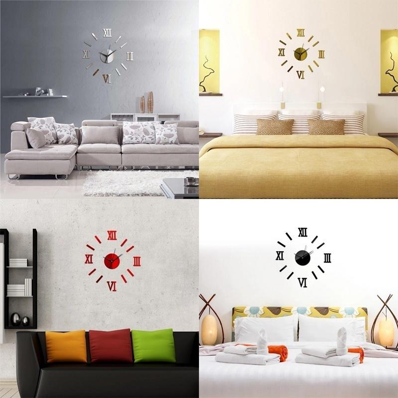 Home Decoration Wall Clock Big Mirror Wall Clock Modern Design Large Size Wall Clocks DIY Wall