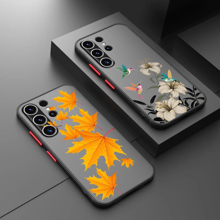 Cartoon Leaf Flowers Funda Back Phone Cover Case for Samsung Galaxy S26 S20 FE S24 Plus S21 S22 S25 Ultra Note 20 Ultra 10+ S23