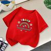 Candy Colored Cute Printed Children's Top, Men's and Women's Short Sleeved Round Neck T-shirt