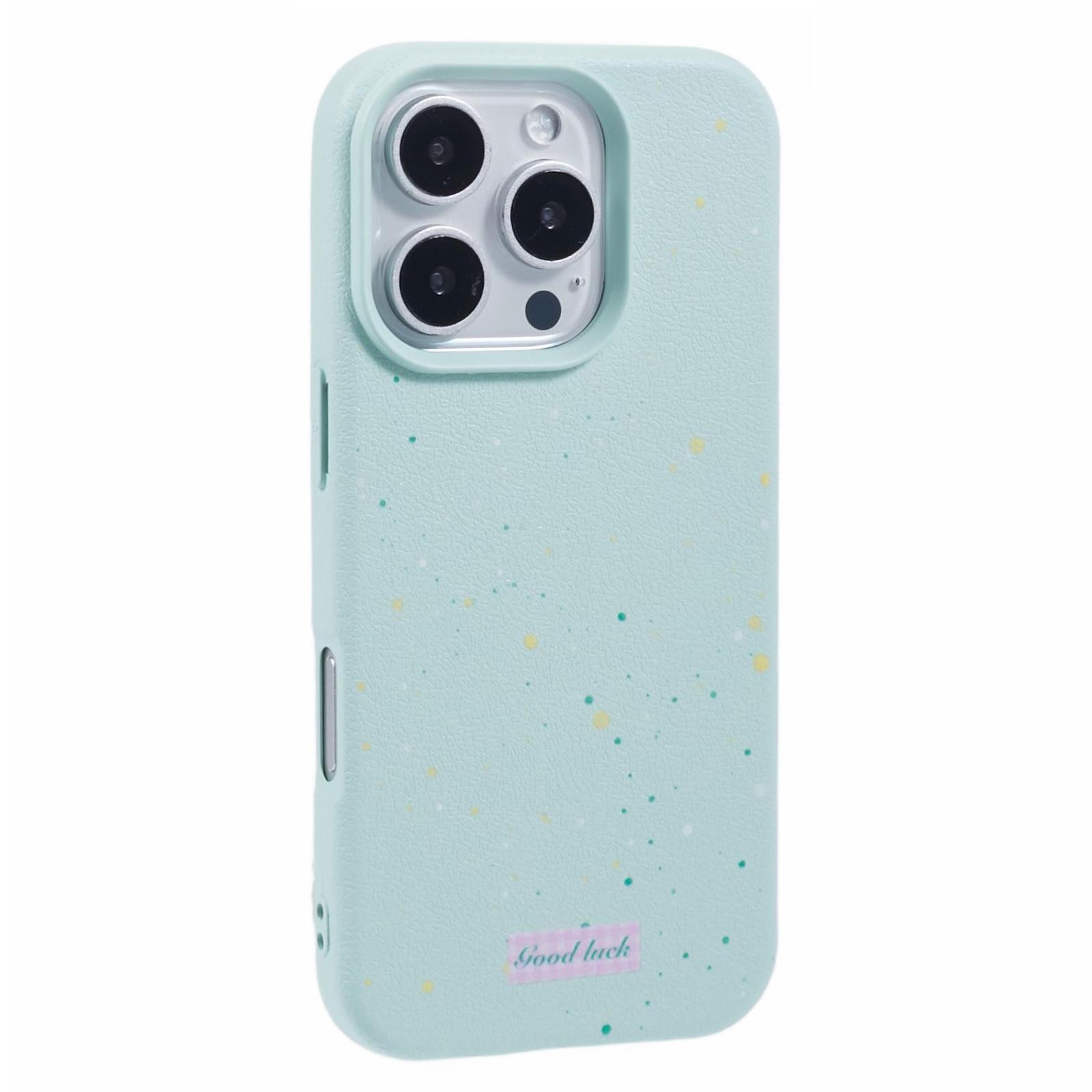 

For iPhone 16 Pro Case TPU Splatter Paint Phone Cover Cyan